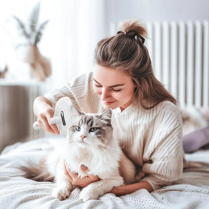Cat Shedding Steamer Brush, 3 in 1 Self Cleaning Dog Brush for Long and Short Hair