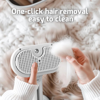 Cat Shedding Steamer Brush, 3 in 1 Self Cleaning Dog Brush for Long and Short Hair
